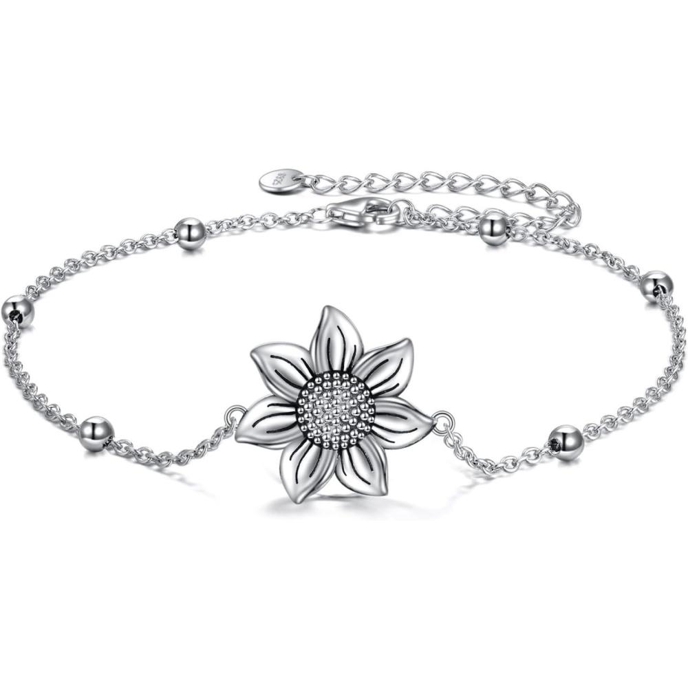 image:imageYFN Sterling Silver Bracelets SunflowerCardinalPaw PrintEvil Eye Gifts for WomenSunflower Silver