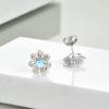 Flower Moonstone Earrings Sterling Silver Stud Earrings Moonstone Jewelry for Women Hypoallergenic Earrings for Sensitive Ears(Daisy)