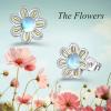 Flower Moonstone Earrings Sterling Silver Stud Earrings Moonstone Jewelry for Women Hypoallergenic Earrings for Sensitive Ears(Daisy)