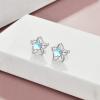 Flower Moonstone Earrings Sterling Silver Stud Earrings Moonstone Jewelry for Women Hypoallergenic Earrings for Sensitive Ears(Plumeria)