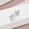 Flower Moonstone Earrings Sterling Silver Stud Earrings Moonstone Jewelry for Women Hypoallergenic Earrings for Sensitive Ears(Plumeria)