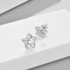 Flower Moonstone Earrings Sterling Silver Stud Earrings Moonstone Jewelry for Women Hypoallergenic Earrings for Sensitive Ears(Sky flower White)