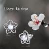 Flower Moonstone Earrings Sterling Silver Stud Earrings Moonstone Jewelry for Women Hypoallergenic Earrings for Sensitive Ears(Sky flower White)