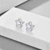 Flower Moonstone Earrings Sterling Silver Stud Earrings Moonstone Jewelry for Women Hypoallergenic Earrings for Sensitive Ears(Sky flower White)