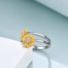 Sunflower Rings Sterling Silver Wedding Band Sun Flower Gifts for Women Birthday(6)