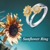 Sunflower Rings Sterling Silver Wedding Band Sun Flower Gifts for Women Birthday(6)