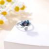 YFN 925 Sterling Silver Mountain/Mushroom/Mermaid Ring Adjustable Open Rings Jewelry for Women Girls(Lotus)