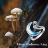 YFN 925 Sterling Silver Mountain/Mushroom/Mermaid Ring Adjustable Open Rings Jewelry for Women Girls(Mushroom Moon)