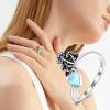 YFN 925 Sterling Silver Mountain/Mushroom/Mermaid Ring Adjustable Open Rings Jewelry for Women Girls(Mushroom(Moonstone))