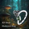 YFN 925 Sterling Silver Mountain/Mushroom/Mermaid Ring Adjustable Open Rings Jewelry for Women Girls(Mushroom(Moss Agate))