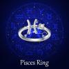 YFN 925 Sterling Silver Zodiac Sign Rings 12 Constellation Adjustable Ring Zodiac Jewelry Gift for Women(Pisces)