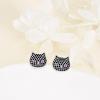 YFN Animal Moon Stud Earrings Sterling Silver Cute Animal Earrings for Women(Black Cat Head)