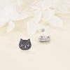 YFN Animal Moon Stud Earrings Sterling Silver Cute Animal Earrings for Women(Black Cat Head)