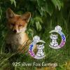 YFN Animal Moon Stud Earrings Sterling Silver Cute Animal Earrings for Women(Fox)