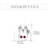 YFN Animal Moon Stud Earrings Sterling Silver Cute Animal Earrings for Women(Red Eye Bunny)