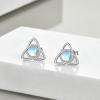 YFN Celtic Knot Earrings 925 Sterling Silver Moonstone Stud Hypoallergenic Trinity Earrings Jewelry Gift for Women(Moonstone-White)