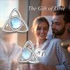 YFN Celtic Knot Earrings 925 Sterling Silver Moonstone Stud Hypoallergenic Trinity Earrings Jewelry Gift for Women(Moonstone-White)