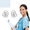 YFN Nursing Themed Stud Earrings Sterling Silver Jewelry Gift for Nurse(Caduceus RN)
