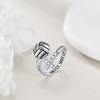 YFN Sport Ring Sterling Silver Cross Adustable Ring Never Give Up Jewelry Gifts for Women(Volleyball)