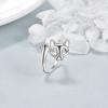 YFN Sterling Silver Animal Rings Adjustable Open Rings Jewelry Gifts For Women Men(Cat)