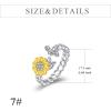 YFN Sterling Silver Animal Rings Adjustable Open Rings Jewelry Gifts For Women Men(Honeycomb Sunflower Bee)