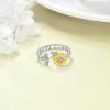 YFN Sterling Silver Animal Rings Adjustable Open Rings Jewelry Gifts For Women Men(Honeycomb Sunflower Bee)