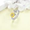 YFN Sterling Silver Animal Rings Adjustable Open Rings Jewelry Gifts For Women Men(Honeycomb Sunflower Bee)