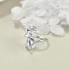 YFN Sterling Silver Animal Rings Adjustable Open Rings Jewelry Gifts For Women Men(Two Cat)