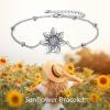 YFN Sterling Silver Bracelets Sunflower/Cardinal/Paw Print/Evil Eye Gifts for Women(Sunflower Silver)