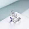 YFN Sterling Silver Butterfly Rings Cubic Zirconia Flower Adjuastable Band Jewelry for Women(Light Purple- Alexandrite)