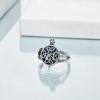 YFN Turtle Ring Sterling Silver with Abalone Shell Tortoise Statement Ring for Women Men Sea Turtle Lovers 6-10