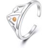 YFN 925 Sterling Silver Mountain/Mushroom/Mermaid Ring Adjustable Open Rings Jewelry for Women Girls(Mountain(Mustard Seed))