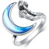 YFN 925 Sterling Silver Mountain/Mushroom/Mermaid Ring Adjustable Open Rings Jewelry for Women Girls(Mushroom Moon)