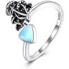 YFN 925 Sterling Silver Mountain/Mushroom/Mermaid Ring Adjustable Open Rings Jewelry for Women Girls(Mushroom(Moonstone))