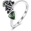 YFN 925 Sterling Silver Mountain/Mushroom/Mermaid Ring Adjustable Open Rings Jewelry for Women Girls(Mushroom(Moss Agate))