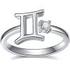 YFN 925 Sterling Silver Zodiac Sign Rings 12 Constellation Adjustable Ring Zodiac Jewelry Gift for Women(Gemini)