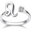 YFN 925 Sterling Silver Zodiac Sign Rings 12 Constellation Adjustable Ring Zodiac Jewelry Gift for Women(Leo)