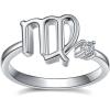 YFN 925 Sterling Silver Zodiac Sign Rings 12 Constellation Adjustable Ring Zodiac Jewelry Gift for Women(Virgo)