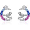 YFN Animal Moon Stud Earrings Sterling Silver Cute Animal Earrings for Women(Bird)
