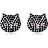 YFN Animal Moon Stud Earrings Sterling Silver Cute Animal Earrings for Women(Black Cat Head)