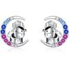 YFN Animal Moon Stud Earrings Sterling Silver Cute Animal Earrings for Women(Cow)