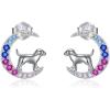 YFN Animal Moon Stud Earrings Sterling Silver Cute Animal Earrings for Women(Dog)