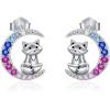YFN Animal Moon Stud Earrings Sterling Silver Cute Animal Earrings for Women(Fox)