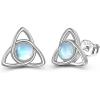 YFN Celtic Knot Earrings 925 Sterling Silver Moonstone Stud Hypoallergenic Trinity Earrings Jewelry Gift for Women(Moonstone-White)