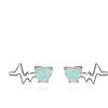 YFN Nursing Themed Stud Earrings Sterling Silver Jewelry Gift for Nurse(Heartbeat EKG)