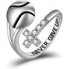 YFN Sport Ring Sterling Silver Cross Adustable Ring Never Give Up Jewelry Gifts for Women(Tennis)