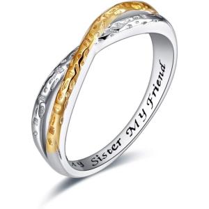 AXELUNA 925 Sterling Silver Sister Ring Infinity My Sister My Friend Jewelry Gifts for Best Friends