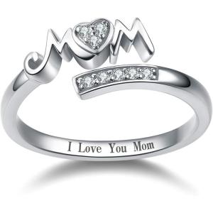 YFN 925 Sterling Silver Mom Rings Mothers Ring Women Jewelry for Mum