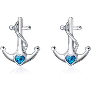 YFN Anchor Earrings Sterling Silver Anchor Stud Nautical Jewelry for Women