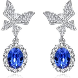 YFN Animal Moon Stud Earrings Sterling Silver Cute Animal Earrings for Women(Butterfly)